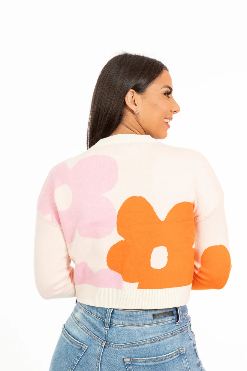 Sweater Pretty Daisies Ivory