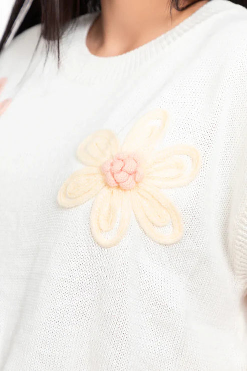 Blusa Embroided Daisies Ivory